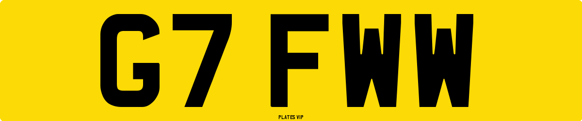 G7 FWW Number Plate