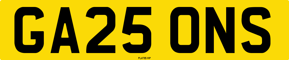 GA25 ONS Number Plate