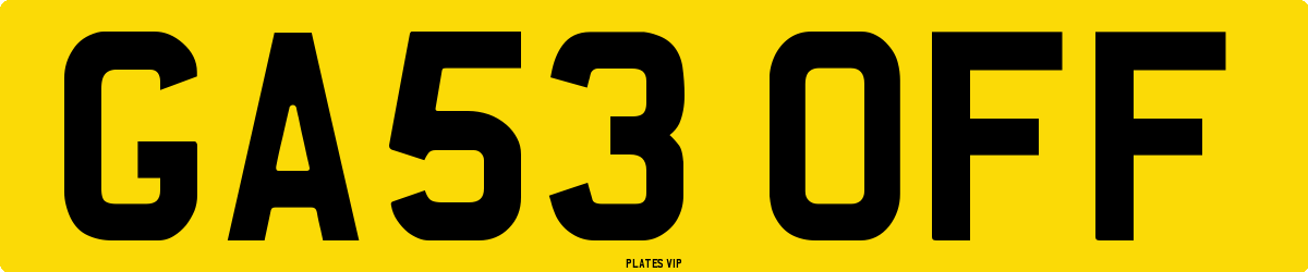 GA53 OFF Number Plate