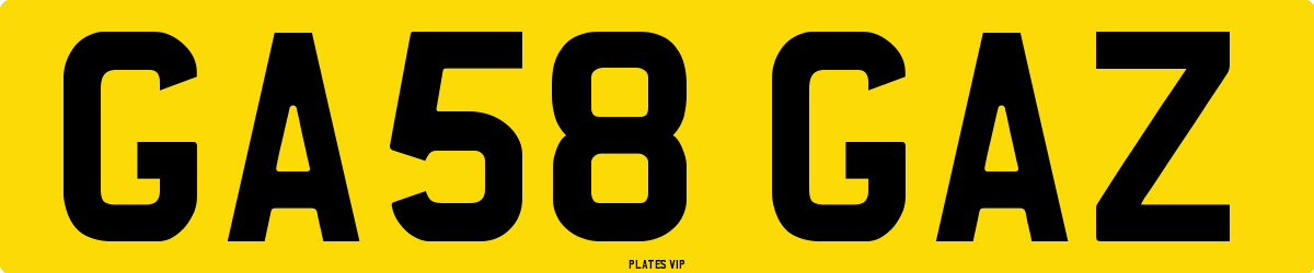 GA58 GAZ Number Plate