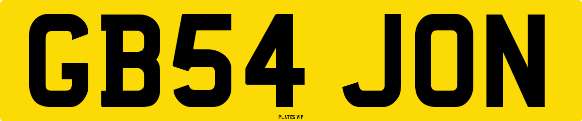 GB54 JON Number Plate