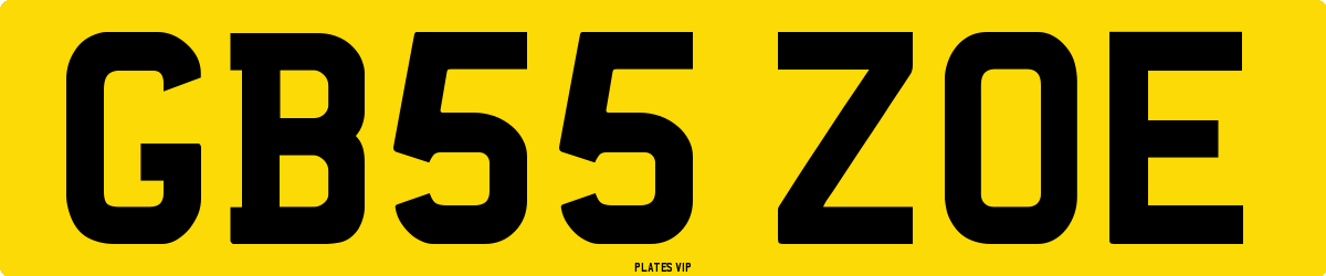 GB55 ZOE Number Plate