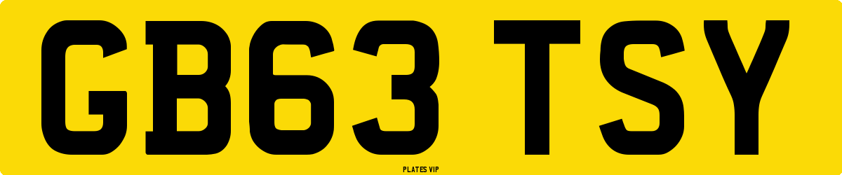 GB63 TSY Number Plate