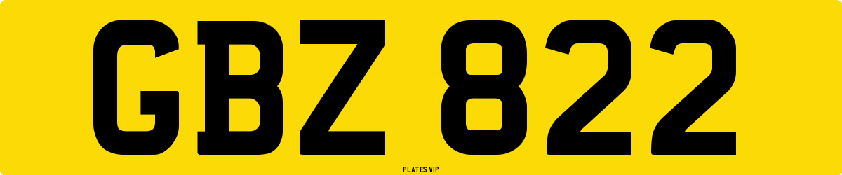 GBZ 822 Number Plate