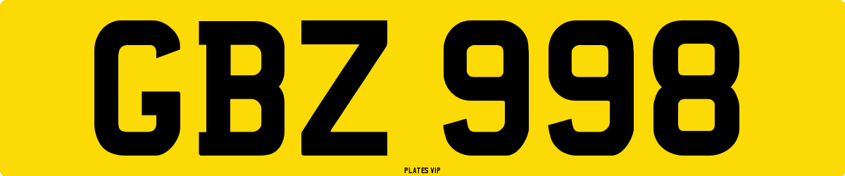 GBZ 998 Number Plate