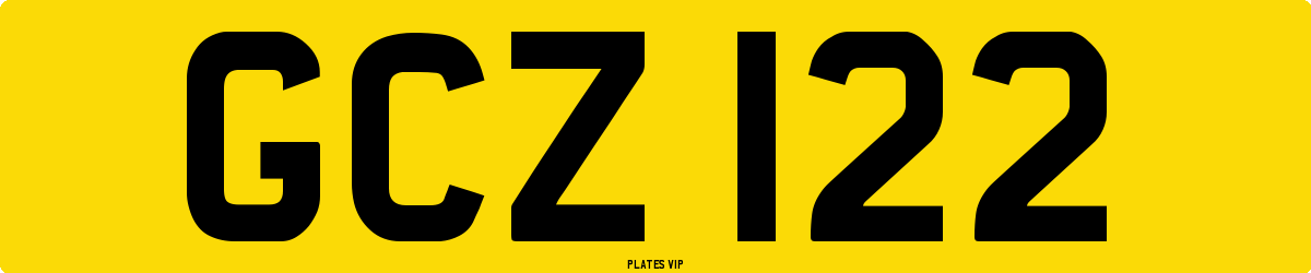 GCZ 122 Number Plate