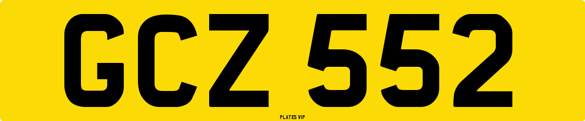 GCZ 552 Number Plate