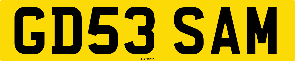 GD53 SAM Number Plate