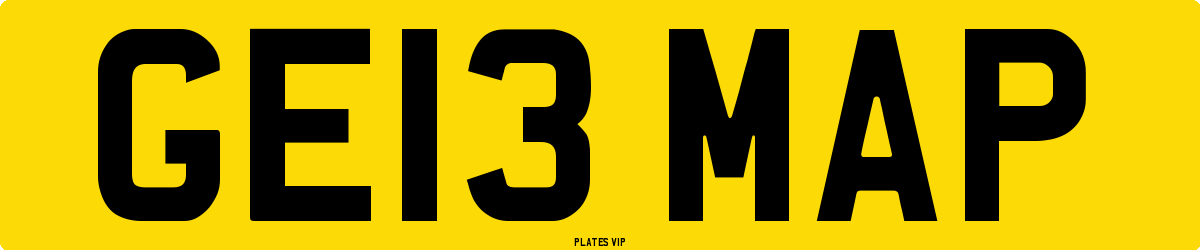 GE13 MAP Number Plate