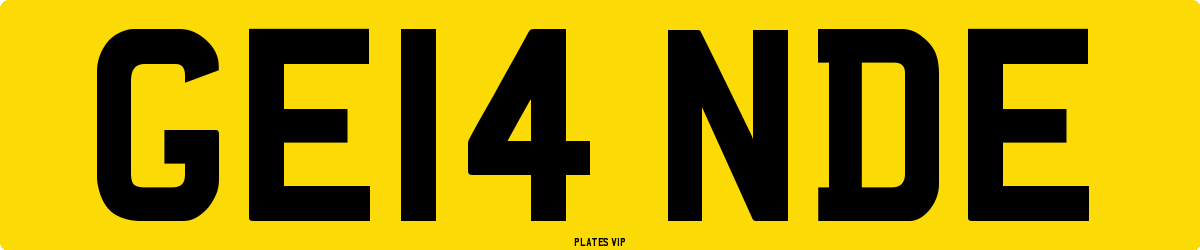GE14 NDE Number Plate