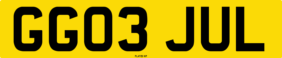 GG03 JUL Number Plate