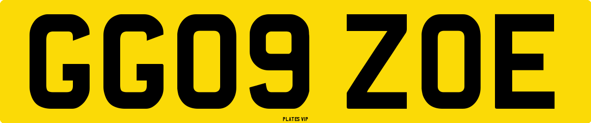 GG09 ZOE Number Plate