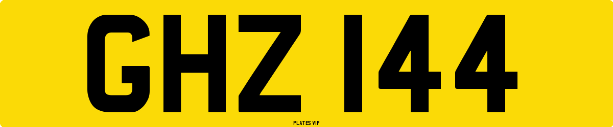 GHZ 144 Number Plate