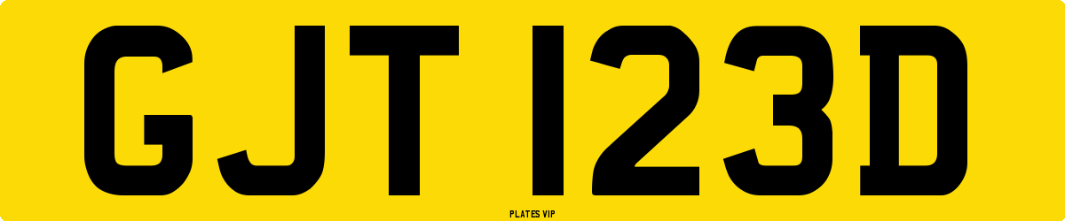 GJT 123D Number Plate