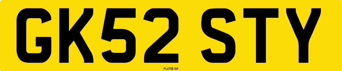 GK52 STY Number Plate