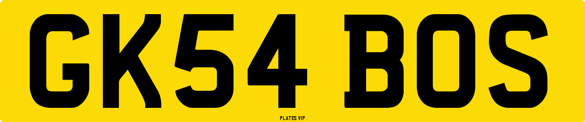 GK54 BOS Number Plate
