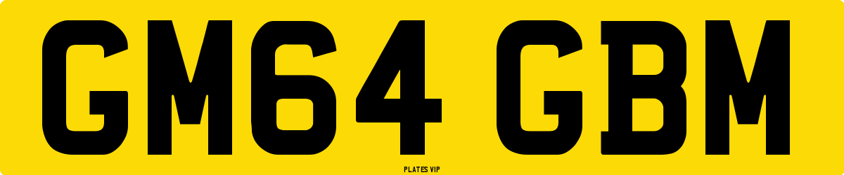 GM64 GBM Number Plate