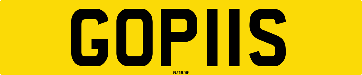 GOP11S Number Plate