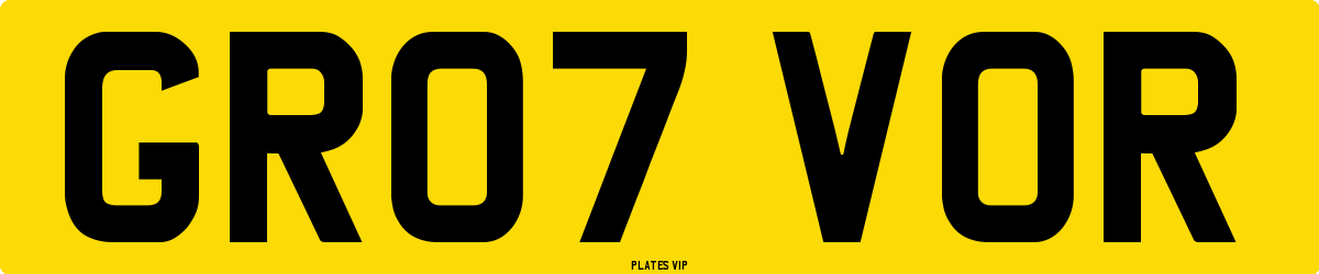 GR07 VOR Number Plate