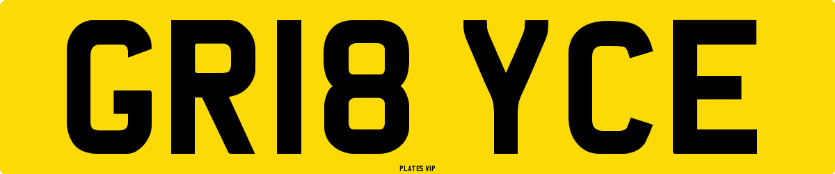 GR18 YCE Number Plate
