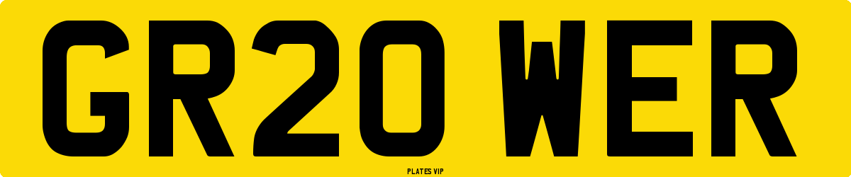 GR20 WER Number Plate