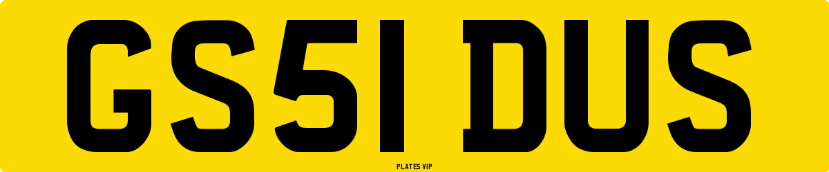 GS51 DUS Number Plate