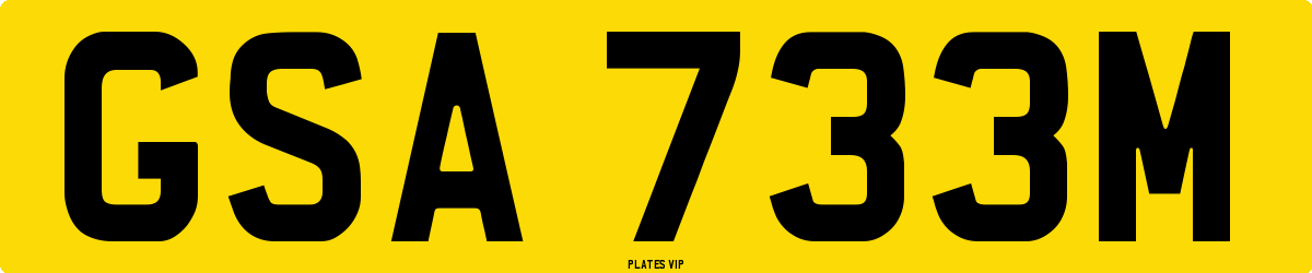 GSA 733M Number Plate