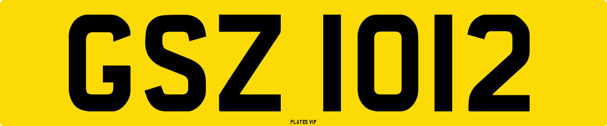 GSZ 1012 Number Plate