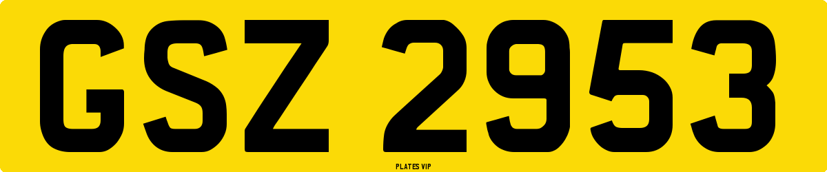 GSZ 2953 Number Plate