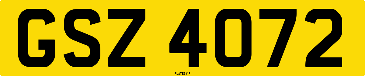 GSZ 4072 Number Plate