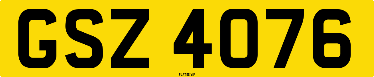GSZ 4076 Number Plate