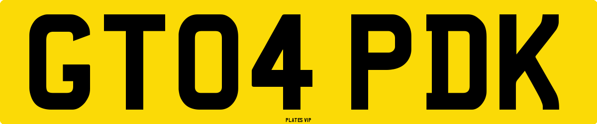 GT04 PDK Number Plate