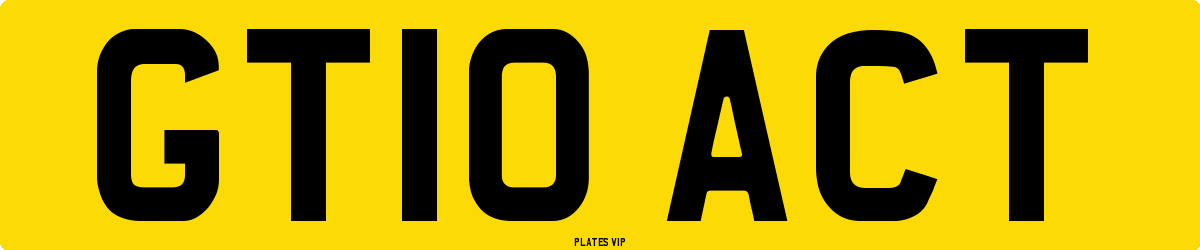 GT10 ACT Number Plate