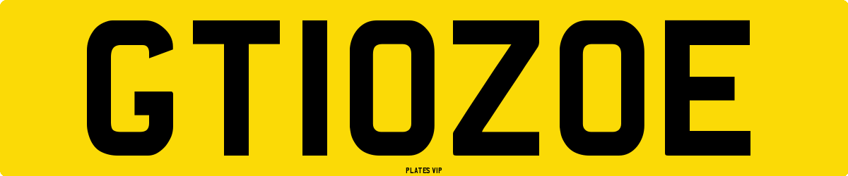 GT10ZOE Number Plate