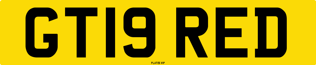 GT19 RED Number Plate