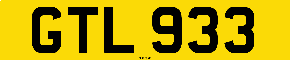 GTL 933 Number Plate