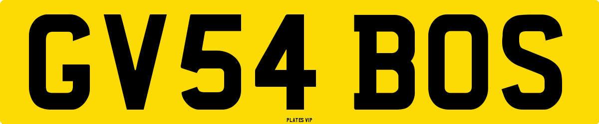 GV54 BOS Number Plate