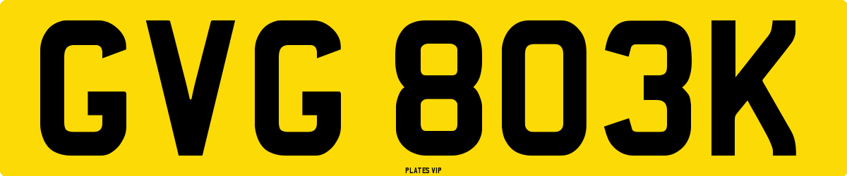 GVG 803K Number Plate