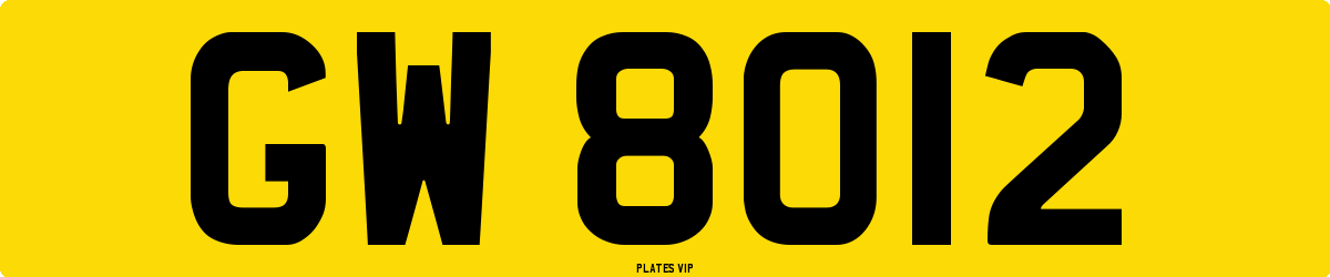 GW 8012 Number Plate