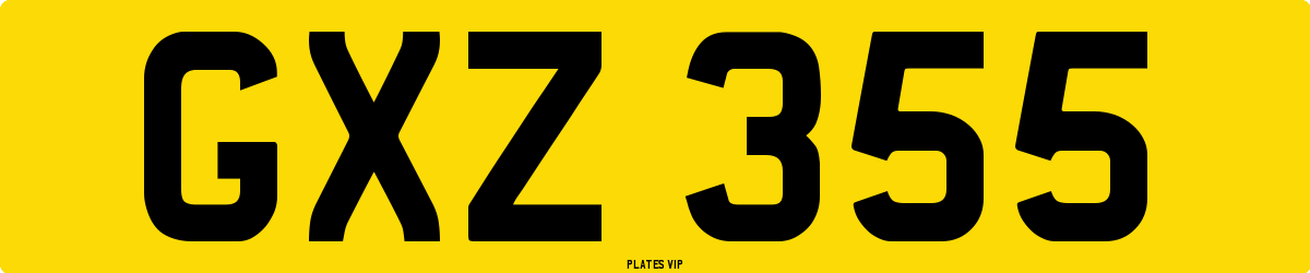 GXZ 355 Number Plate