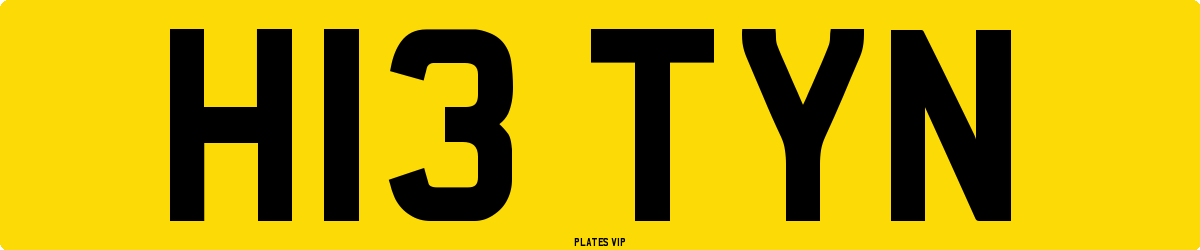 H13 TYN Number Plate