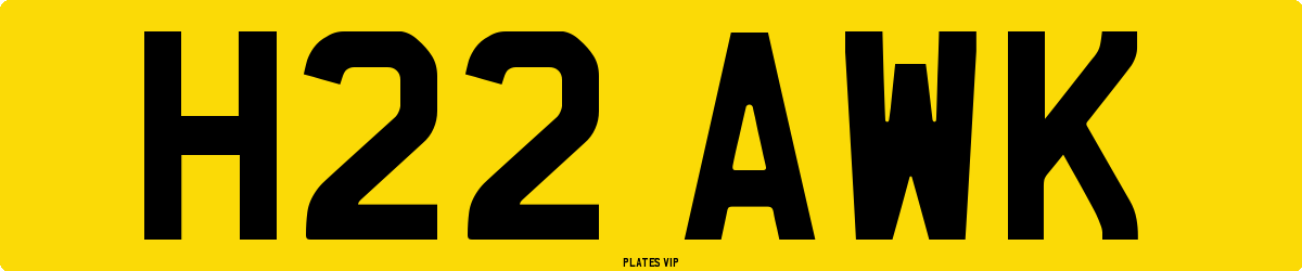 H22 AWK Number Plate