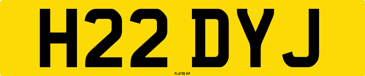H22 DYJ Number Plate