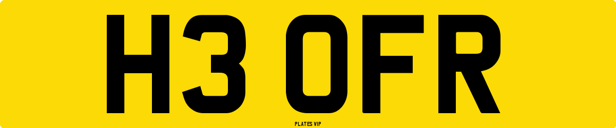 H3 OFR Number Plate