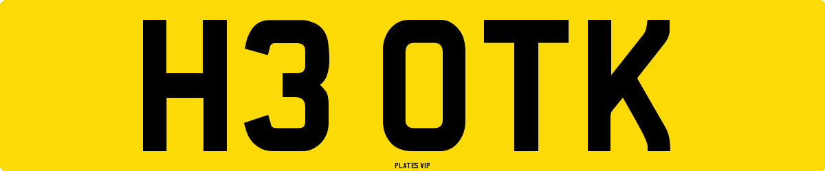 H3 OTK Number Plate