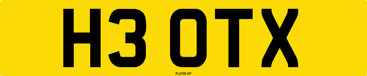 H3 OTX Number Plate