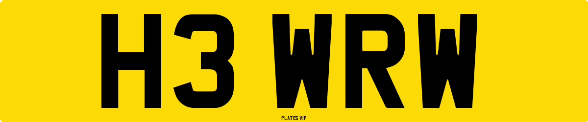 H3 WRW Number Plate