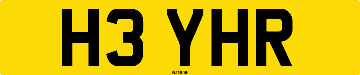 H3 YHR Number Plate