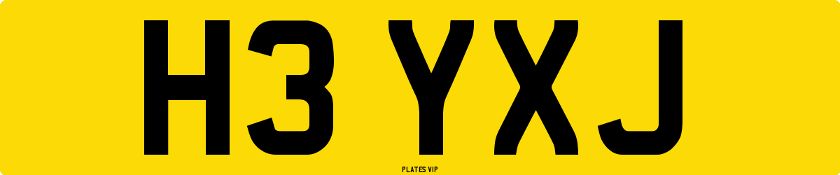 H3 YXJ Number Plate