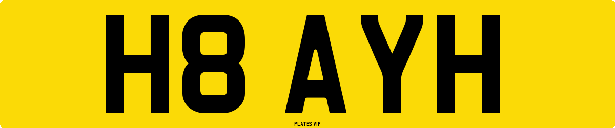 H8 AYH Number Plate
